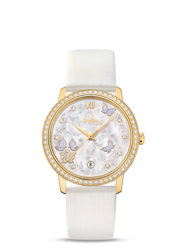 Omega De Ville Prestige Co-Axial 36.8 Yellow Gold / MOP Butterfly / Diamond